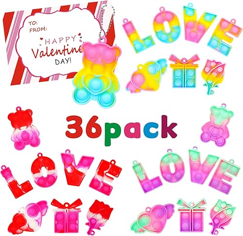 Miniatura 2 de Regalos para el día de San Valentín para niños paquete de 36 tarjetas para el día de San Valentín para niños con mini juguetes para ansiedad de