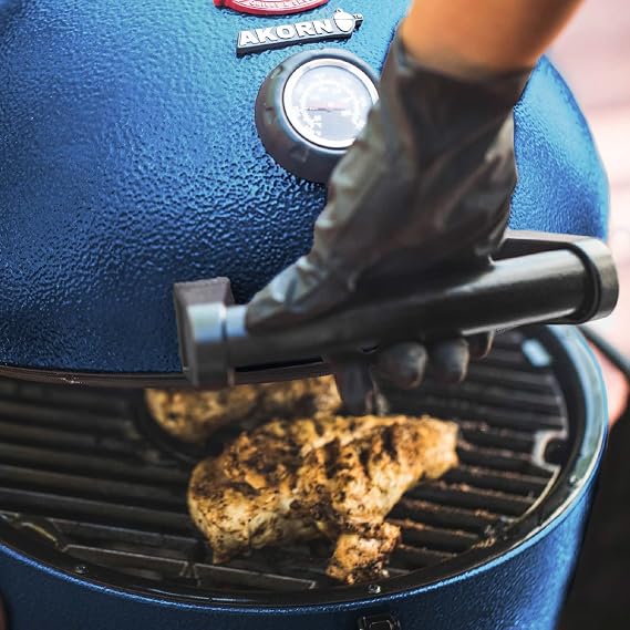 Char-Griller AKORN Jr Charcoal Grill and Smoker Ceramic Smokin' Stone Accessory for Low-and-Slow Indirect BBQ Smoking Methods in Ivory, 11.75 L x 11.75 W, .75 H, Model 6211