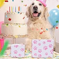 Vista 6 de Whaline 100 piezas de papel de seda con estampado de patas de mascotas, papel de regalo rosa y blanco, papel de embalaje de patas de perro, papel