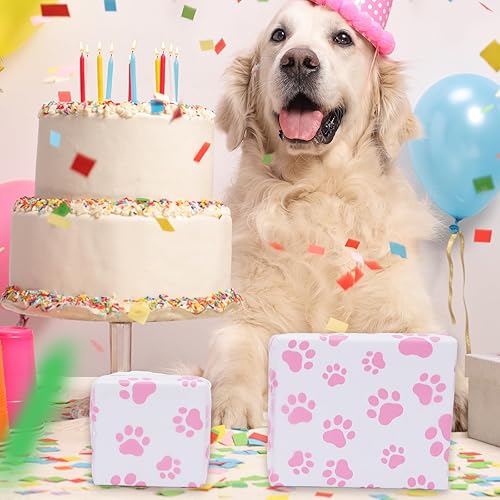 Miniatura 6 de Whaline 100 piezas de papel de seda con estampado de patas de mascotas, papel de regalo azul y blanco, papel de embalaje de patas de perro, papel de