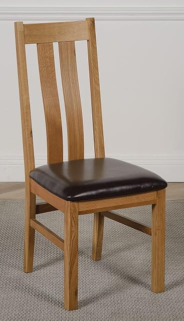 OAK FURNITURE KING Princeton Solid Oak Dining Chairs for Dining Room or Kitchen | Wooden Dining Chairs with Braced Oak Legs