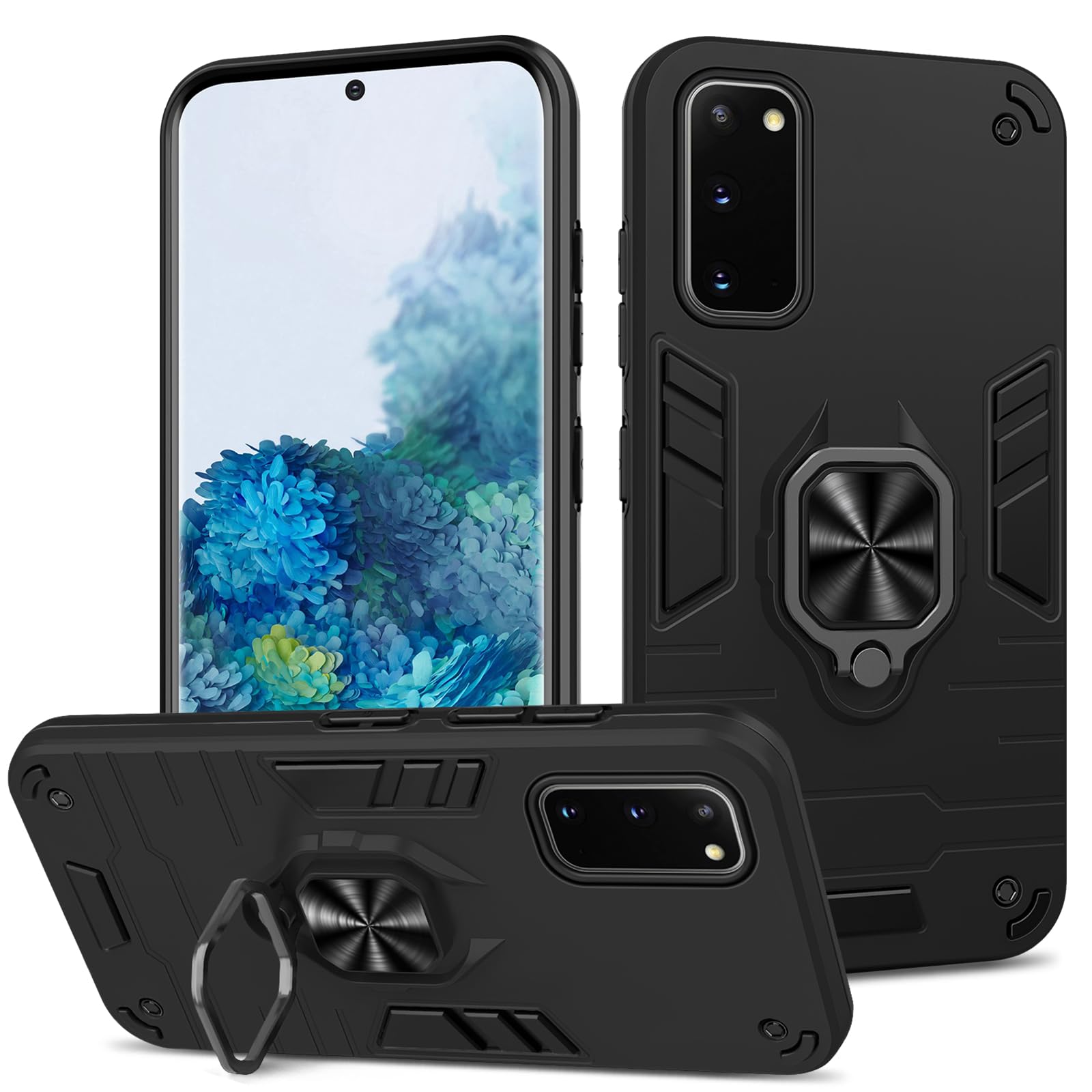 Funda para Samsung Galaxy A13 4G con Cristal Templado Protector Pantalla, Carcasa Antigolpes con Soporte anular metálico, Case Protectora de Grado Militar, Negro — view 36
