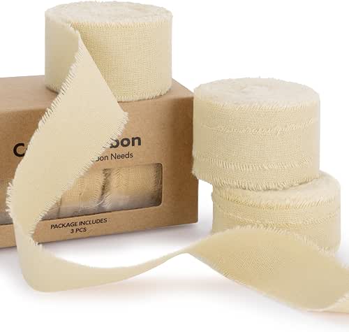 Keypan Nude Frayed Cotton Ribbon, 1 Inch, 15 Yards |