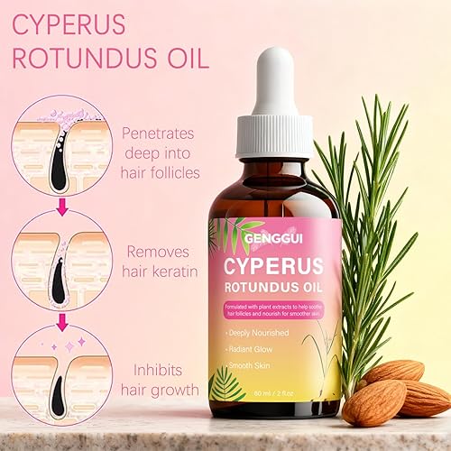 Miniatura 3 de Aceite Cyperus Rotundus, depilación natural de 2.0 fl oz e hidratante calmante, reduce el crecimiento del vello corporal, fórmula suave para todo