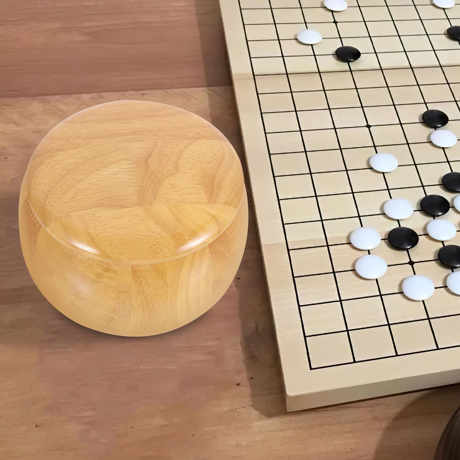 Boîte de Pièces D'échecs Go en Bois Massif Couvercle, Grosse Capacité Légère, Lot de 2 pour Salle de Jeu ou Maison