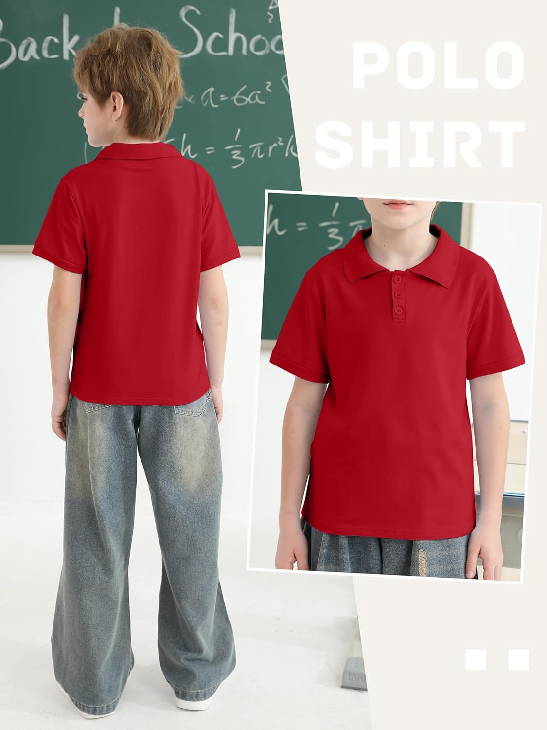 Poroka 4 Pack Boys Polo Shirts Solid School Uniform Cotton Short Sleeve Golf Polo Shirt for Kids Boy - Image 2