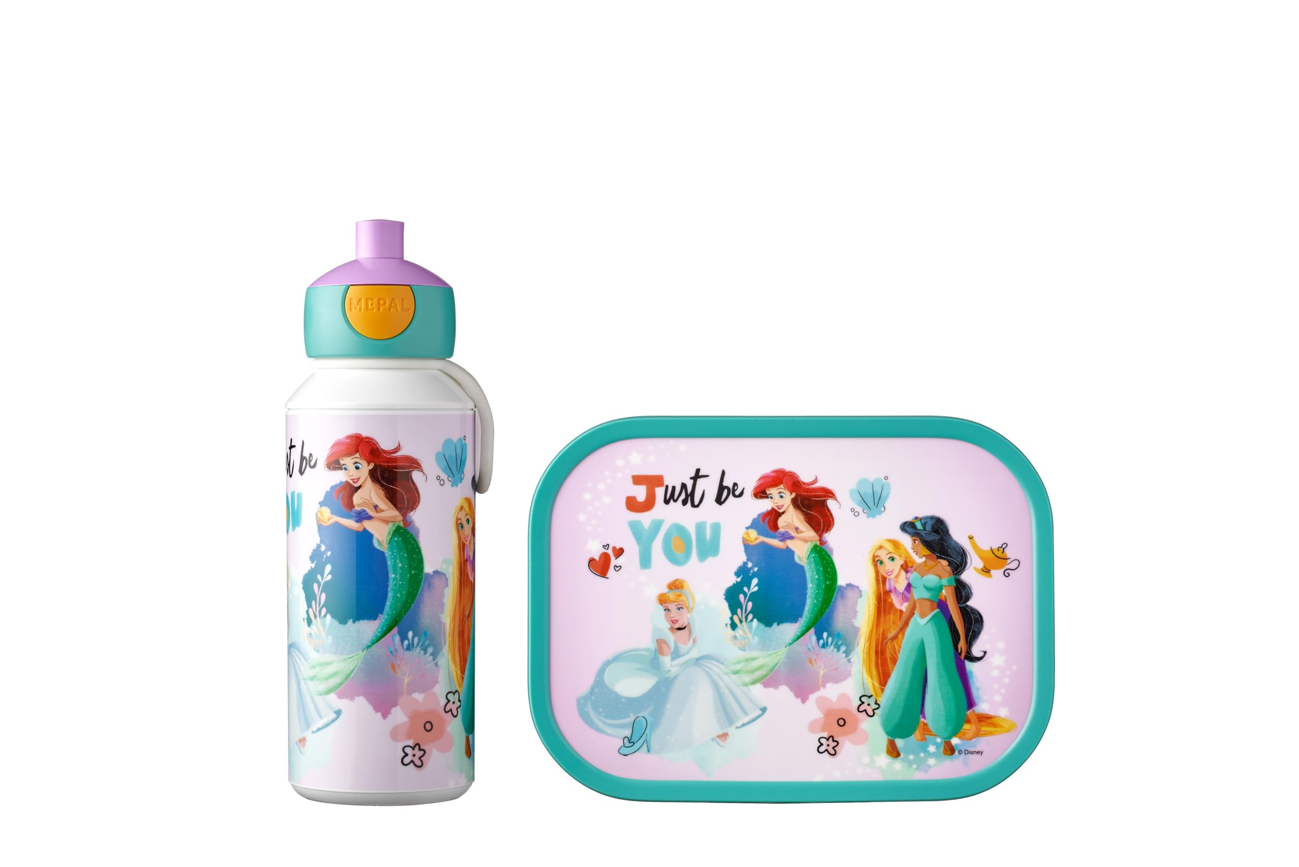 Mepal Déjeuner Campus - Set de Déjeuner pour Enfants avec Bouteille de Boisson Pop-up et Panier-repas pour l'école - BPA-free - 400 ml + 750 ml - Disney Princess