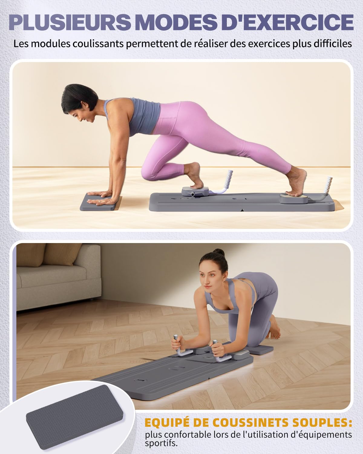 Kit Pilates Reformer 5 en 1 Pliable avec Compteur LED, Rouleau à Rebond Automatique et Planche Multifonction, pour Entraînement Complet du Corps à Domicile et en Salle, Renforcement Abdominal et Tronc