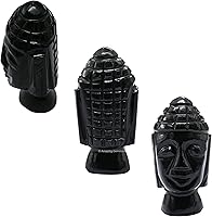 Vista 2 de Amazing Gemstone Black Obsidian Crystal Buddha Head Statue for Zen - Buddah Decor Statue Figurine for Meditation - Adornos Decoraciones Para Salas