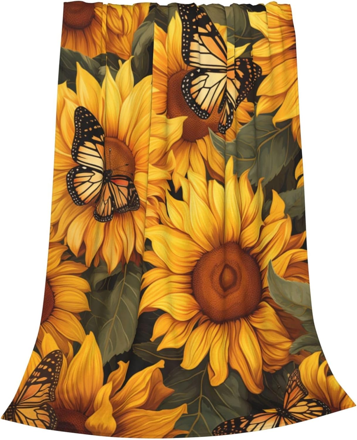 Sunflower Butterfly Blanket Gifts for Girls Women Floral Flannel Throw Blankets for Home Couch Bed Sofa Soft Fuzzy Lightweight Decor All Season 50x40 Inches - Image 2