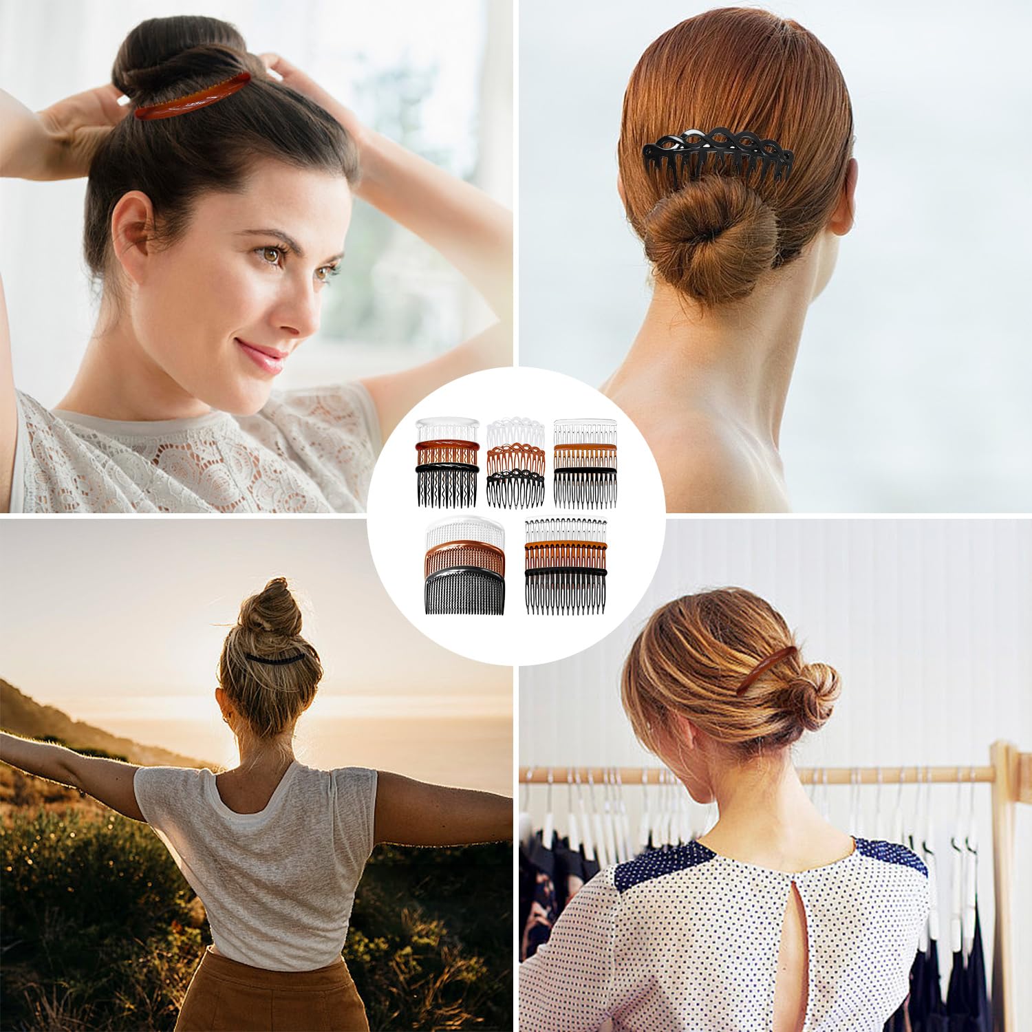 15 Stück Haarkamm zum Stecken, Französische Twist Haar Seitenkämme, Kunststoff Dekorativer Haarkamm Clips, Dekorativer Kopfschmuck, French Hair Comb, für Frauen, Mädchen, 3 Farben