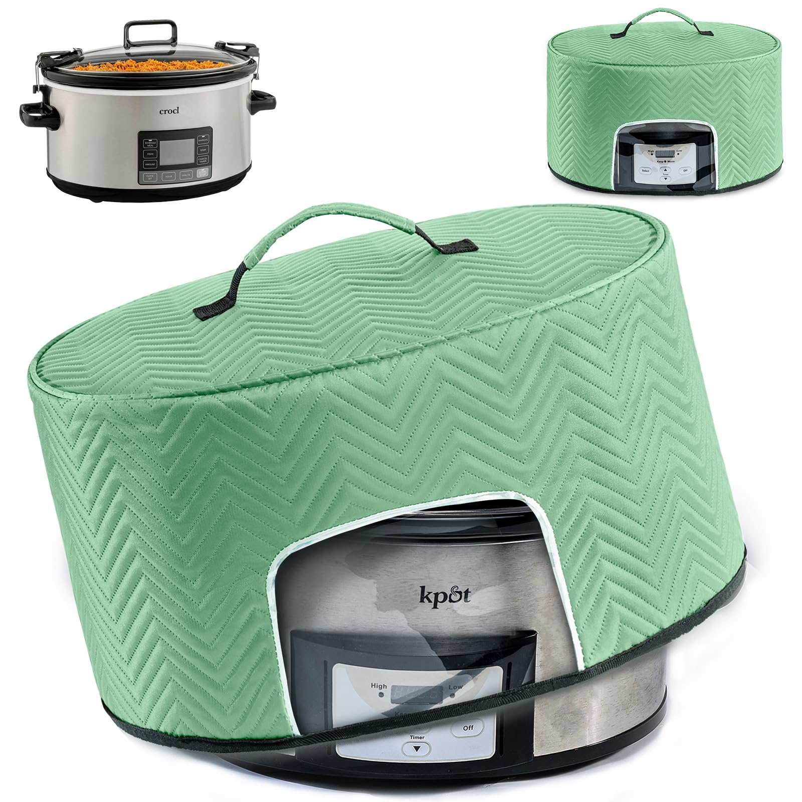 BAGSPRITE Slow Cooker Cover with Aluminum Foil Lining for Crock-Pot &amp; Hamilton Beach 6, 7, 8 Quart Oval Slow Cookers – Appliance Dust Cover with See-Through Window