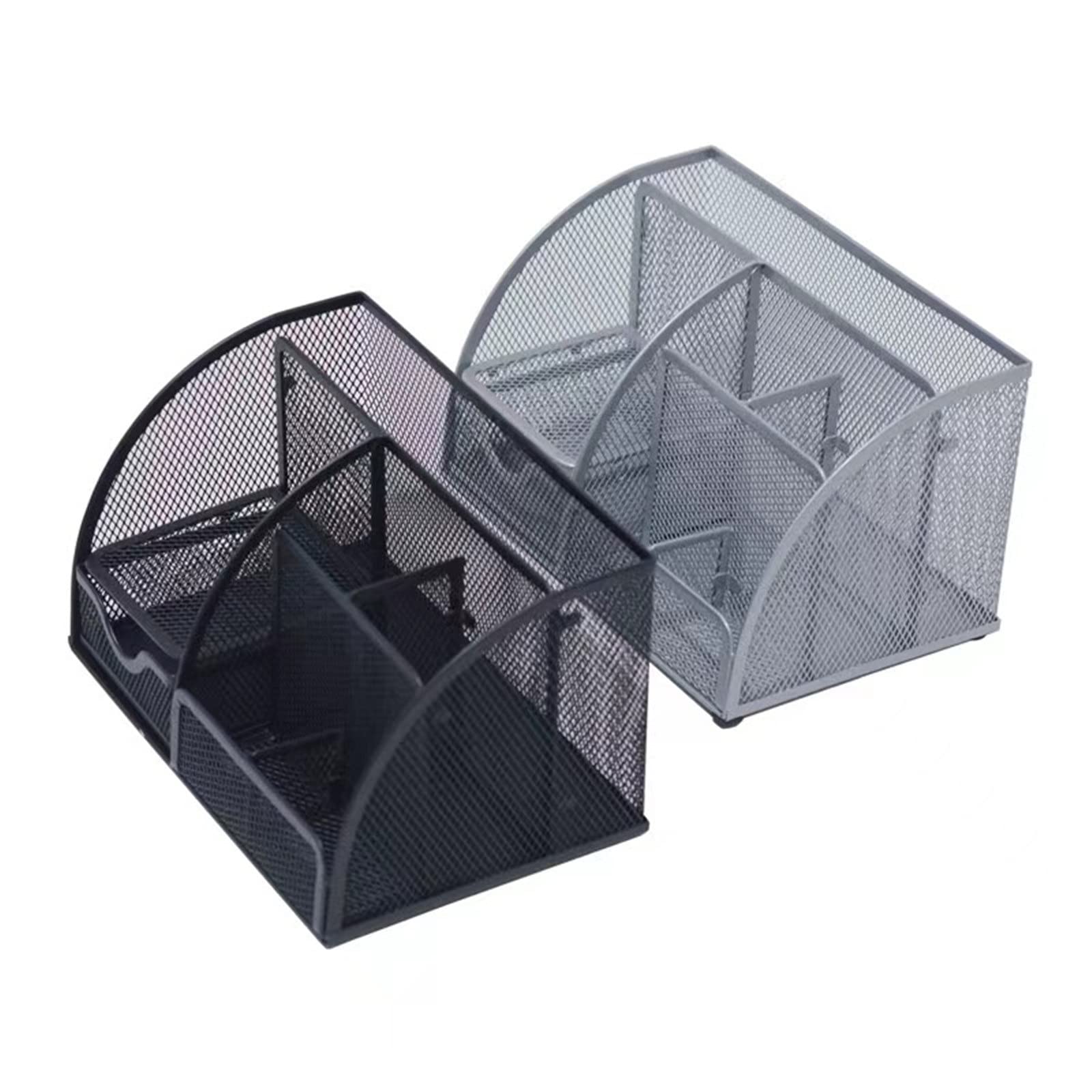 Organizer per scrivania 2 Pezzi, Organizer per scrivania, Accessori per Ufficio, Materiale Scolastico in Rete per Ufficio e casa (Nero 22x14x13 cm)
