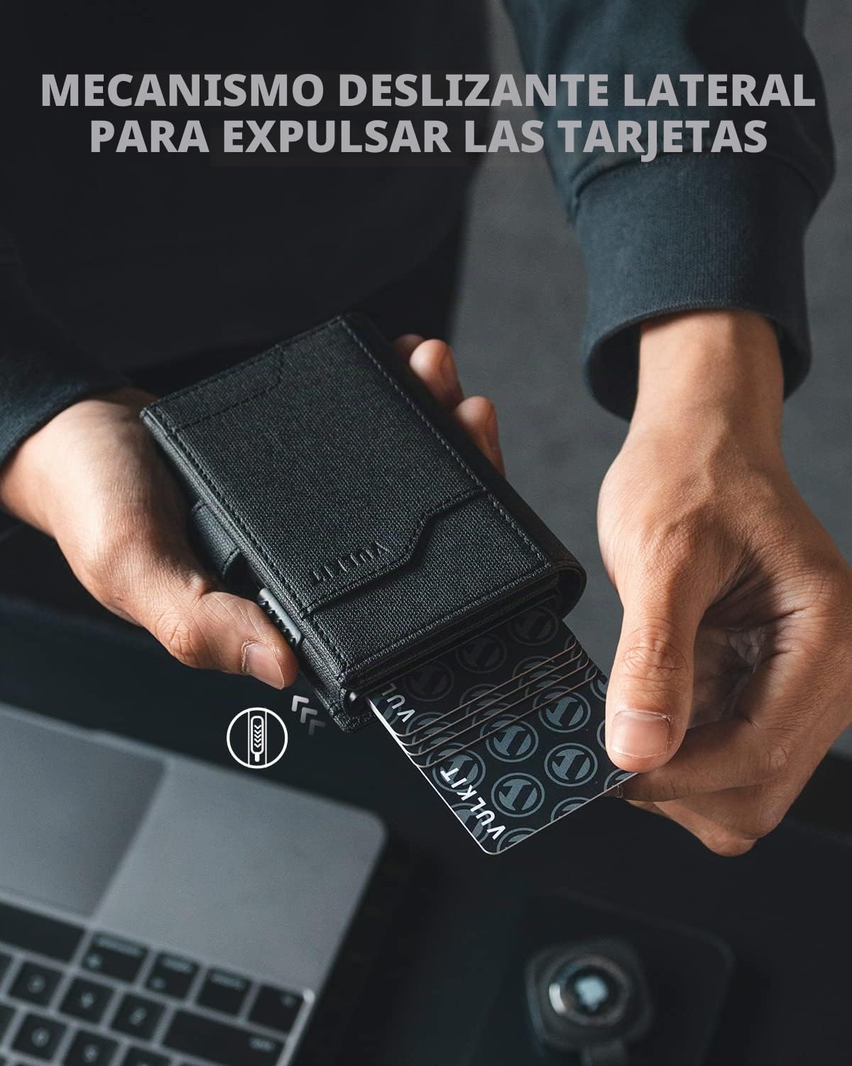 VULKIT Carteras para Hombre Airtag RFID Bloqueo Cartera Tarjetero Hombre Piel Billeteras con Llavero Extraible Tríptico Porta Tarjetas & Billetes, Negro