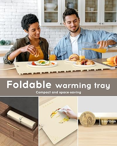 Miniatura 3 de VTAR Calentador eléctrico de bandeja de calentamiento de alimentos para servidores de bufé de fiesta, calefacción de doble zona con control de