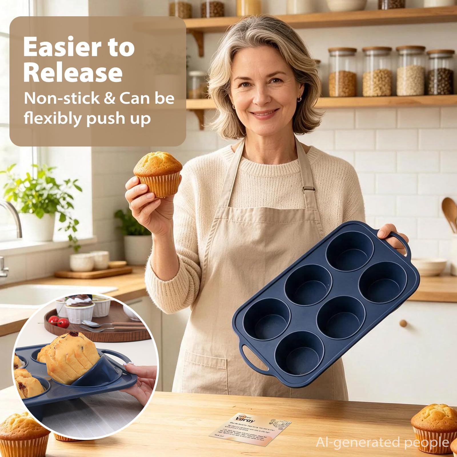 Jumbo Silicone Muffin Pan - Non Stick & Easy Release -3