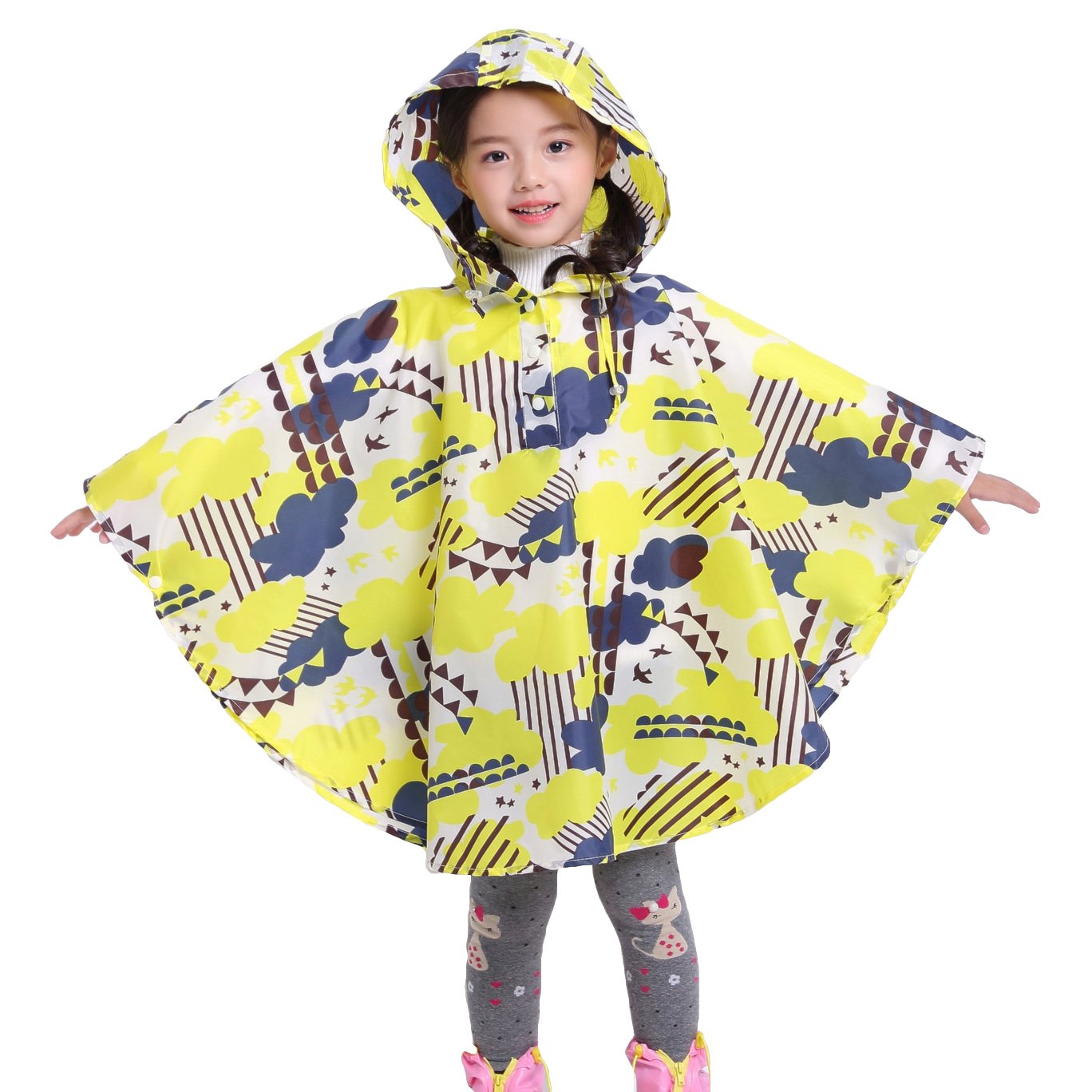 Bambini Impermeabile Giacca da Pioggia Poncho da Pioggia Bambina Incappucciato Riutilizzabile Cappotto di Pioggia Bello come Materiale e ha la Sua Sacca 1-12 anni