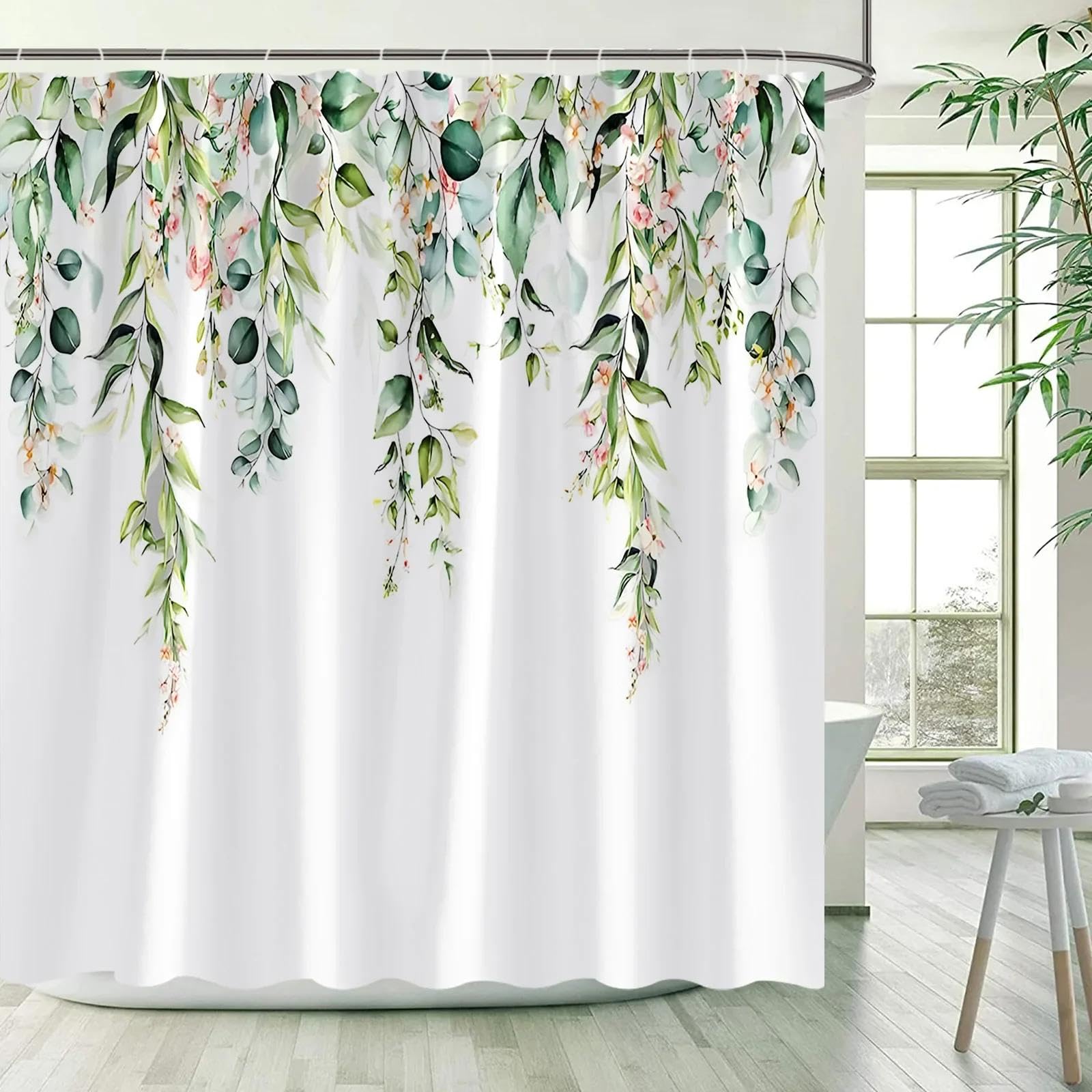 Rideau de douche haut de gamme en tissu polyester imprimé floral