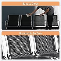 Vista 7 de Kinfant Sillas de sala de espera – Sillas de recepción de conexión de 4 asientos, sillas de sala de espera con brazos y marco de acero inoxidable