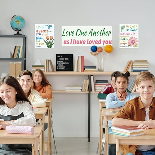 Miniatura 7 de WorldBazaar Carteles bíblicos católicos para el aula, 81 unidades, decoración cristiana de tablón de anuncios, guardería religiosa, escuela
