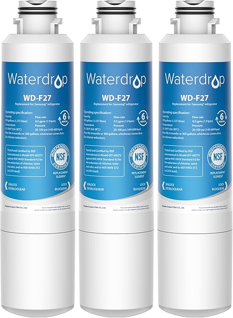 3X Waterdrop DA29-00020B Fridge Freezer Water Filter, Replacement for Samsung DA29-00020B HAF-CIN EXP, DA29-00020A DA29-00019A DA97-08006, DA97-08043ABC, Kenmore 46-9101, REFSVC, AP5271937, HDX-FMS-2