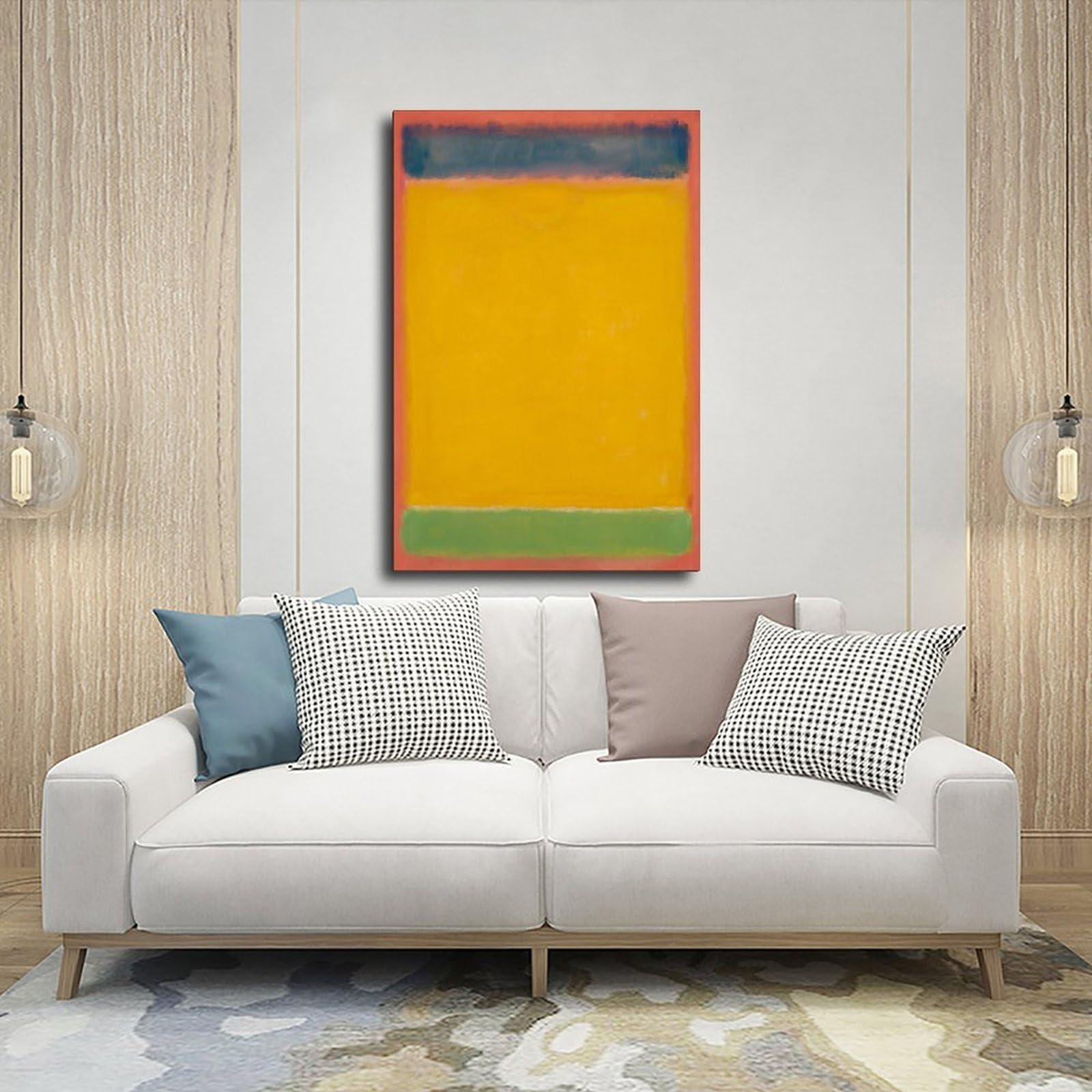 WCYB Mark Rothko Prints plakat bez tytułu (niebieski, żółty, zielony na czerwonym) na płótnie, obraz dekoracyjny, sztuka ścienna do biura, salonu, rama 30,5 x 45,7 cm (dł. x szer.)