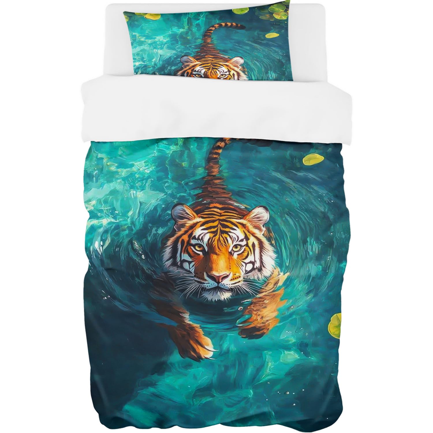 Linge de lit tigre 135x200 cm finition premium en microfibre haute densité