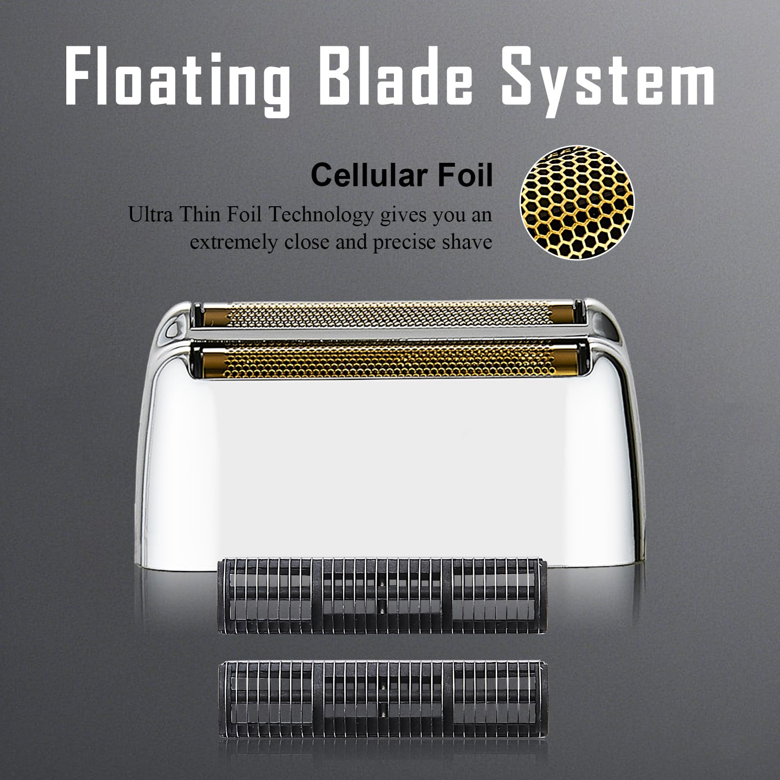 Cuchillas y láminas de repuesto para afeitadora compatibles con BaBylissPRO Double FXFS2 Metal (plateadas, paquete de 2)