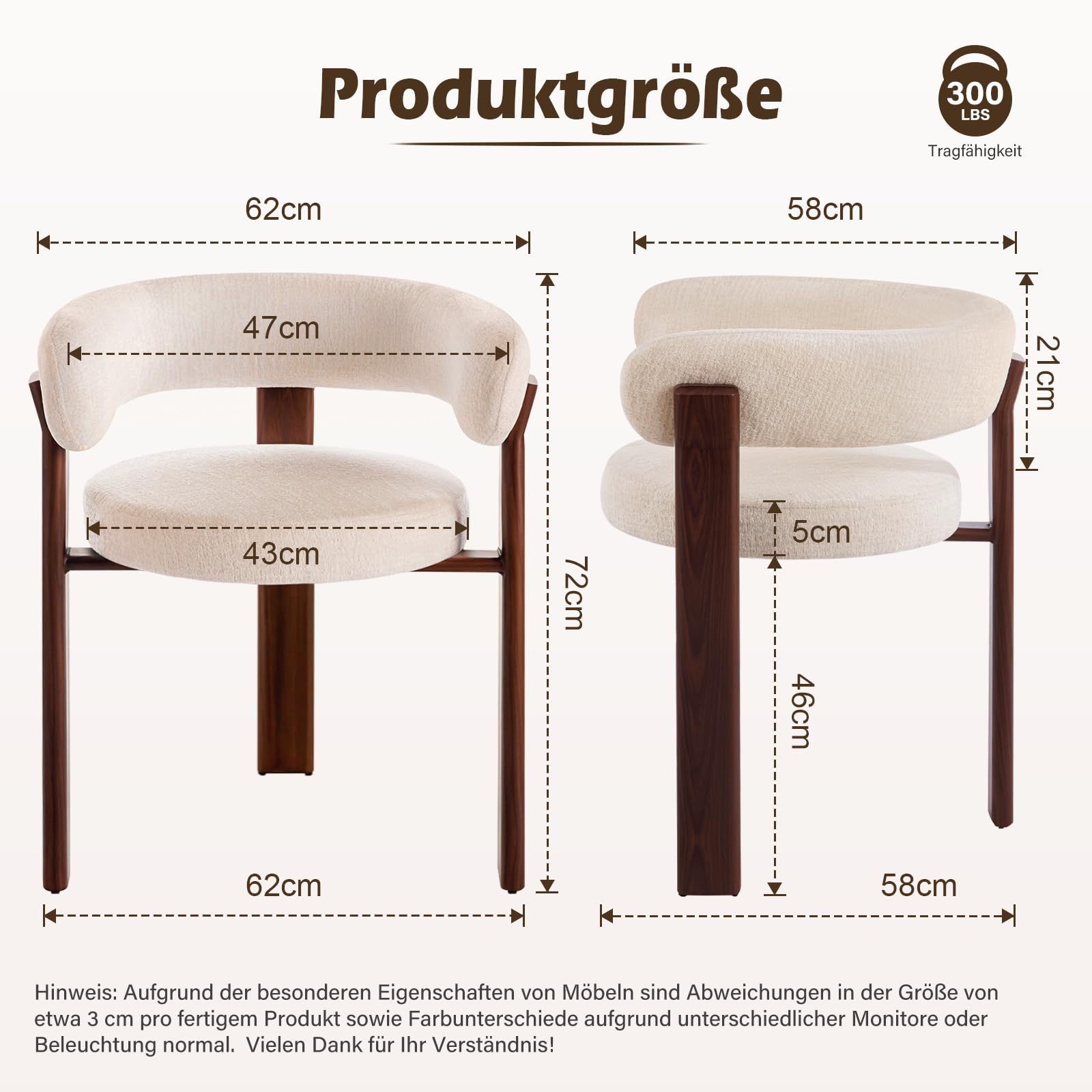 6er Set Esszimmerstühle Mid Century Modern: Gepolsterte Küchenstühle mit Ergonomischer Rückenlehne & Stabilen Metallbeinen - Komfortabler Loungestuhl für Esszimmer Wohnzimmer Café (Beige, 6er)