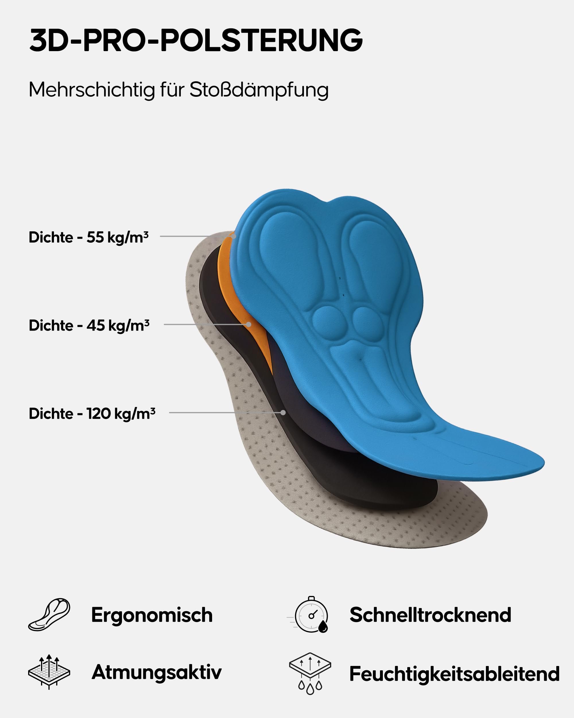 DANISH ENDURANCE Kurze Radlerhose Herren, Fahrradhose Herren Gepolstert, Schnelltrocknende MTB Shorts, 3D Pro Sitzpolster, Fahrradbekleidung