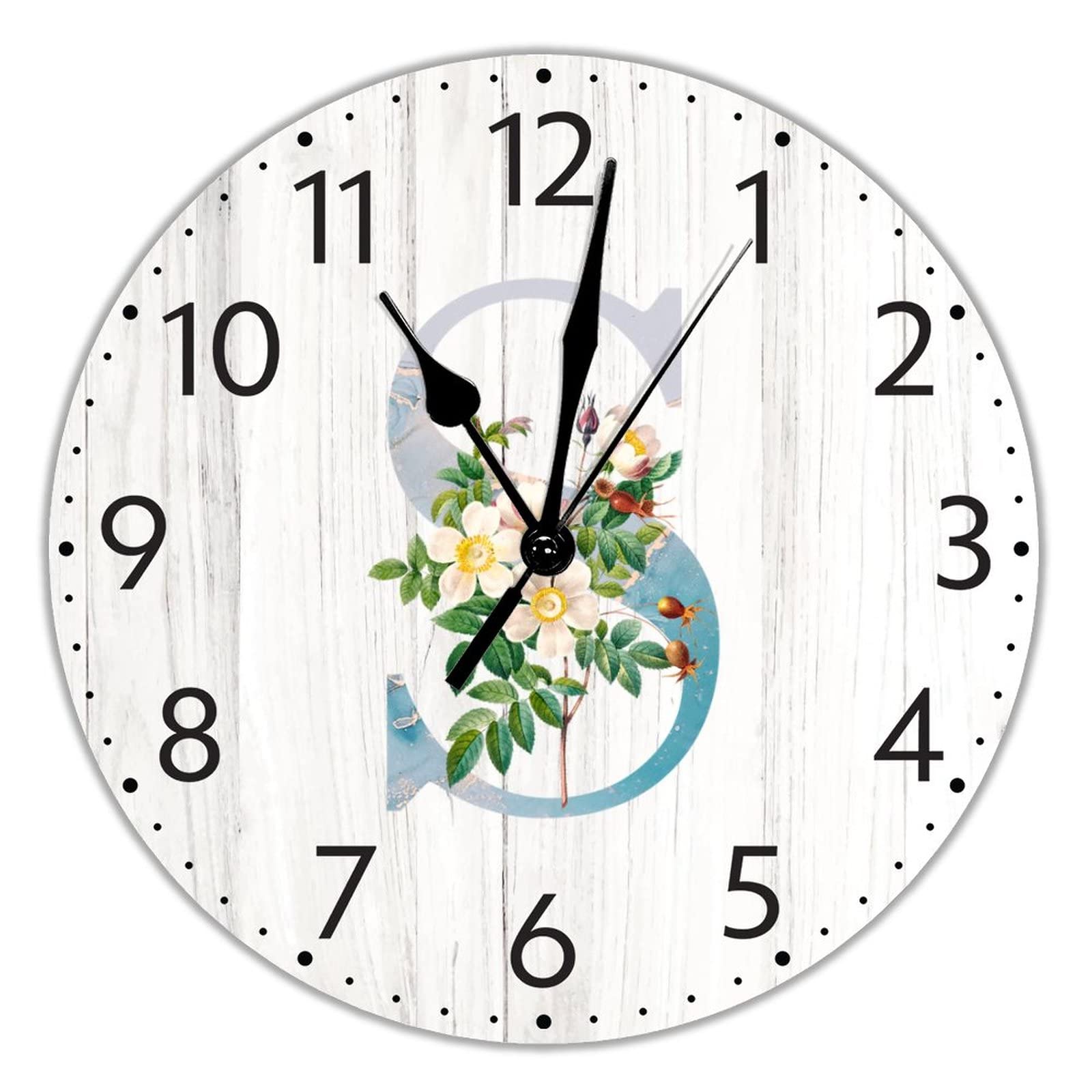 Horloge murale en bois lettre S en marbre pour cuisine familiale et chambre