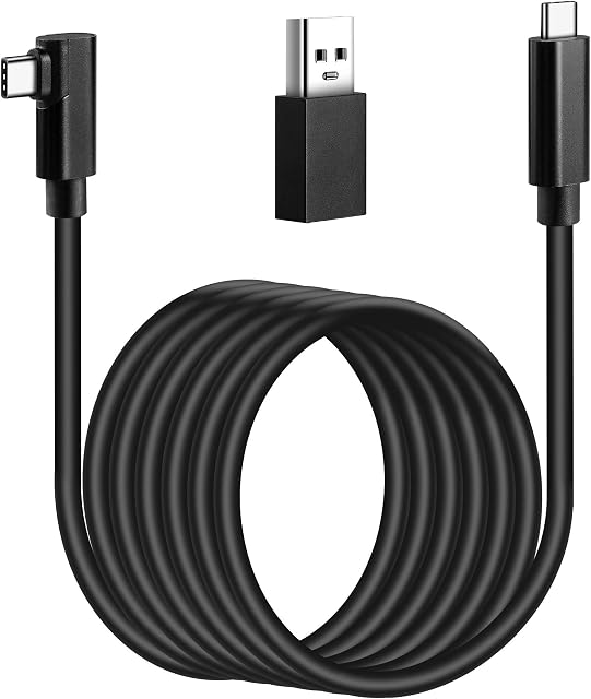 Kuject Link Cable for Oculus/ Meta Quest 2, 5m Long Cable for Virtual Reality Headset, USB 3.0 Type C to C Cable for VR Headset, High Speed Data Transfer Charging Cord for Gaming PC & USB C Chargers