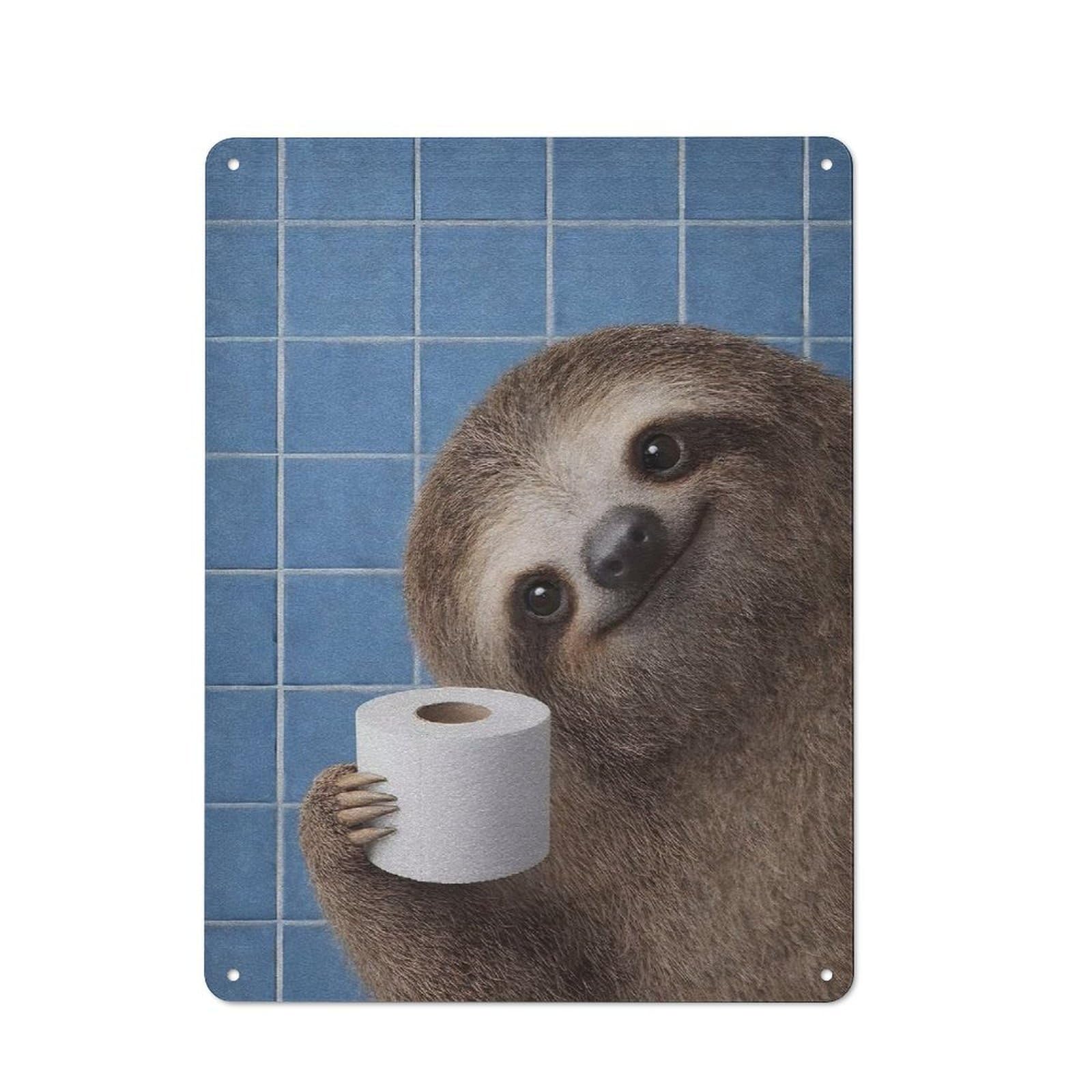 Junmoney Style-22 Workshop Style Sloth Holding Toilet Paper Are You Pooping Tin Sign 40X30cm, Workshop Wall Decor For Tool Room, Garage, Studio Or Home Bar