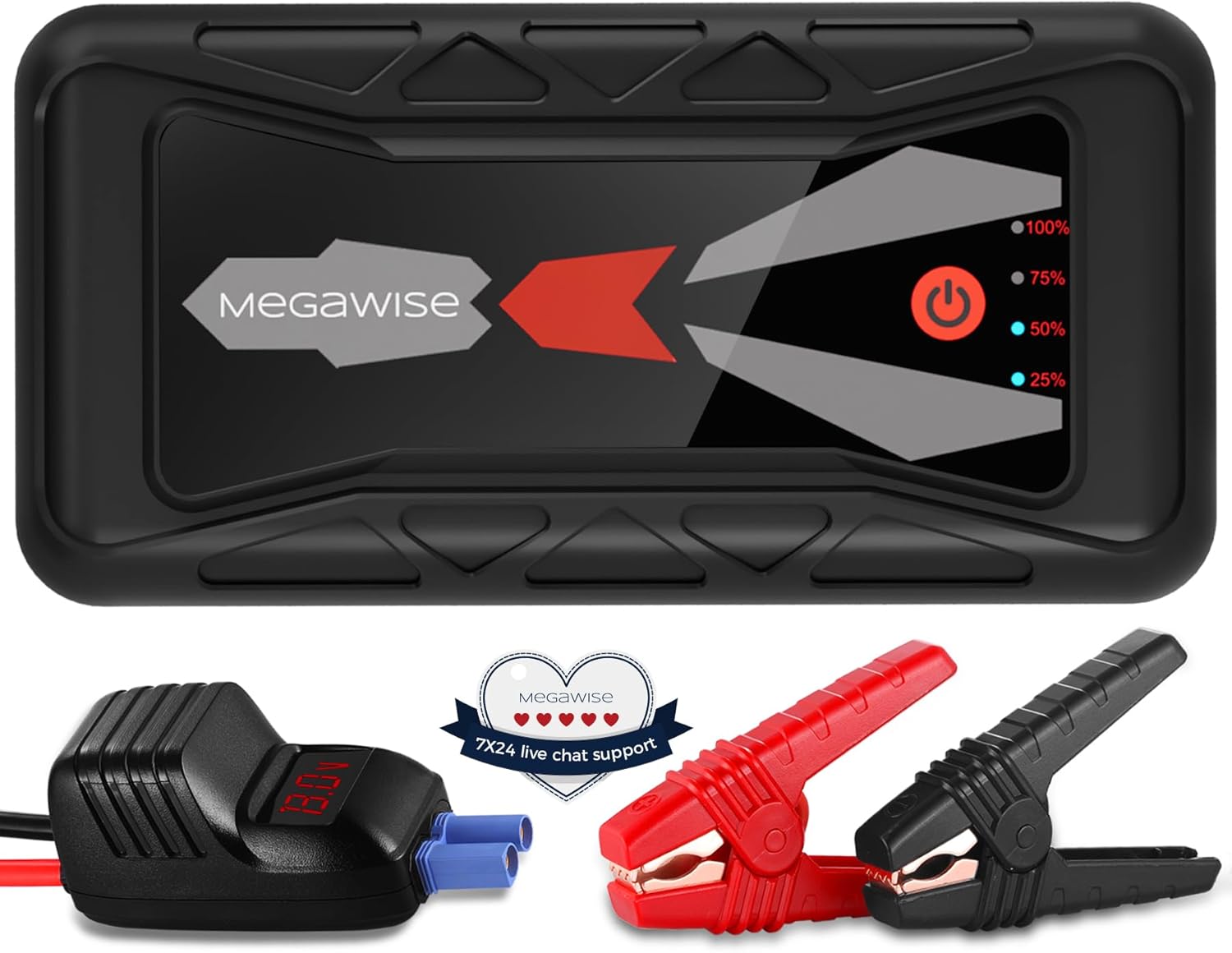 MEGAWISE 1500A Peak 16800mAh Car Battery Jump Starter Booster (up to 7L Gas or 5L Diesel Engines)