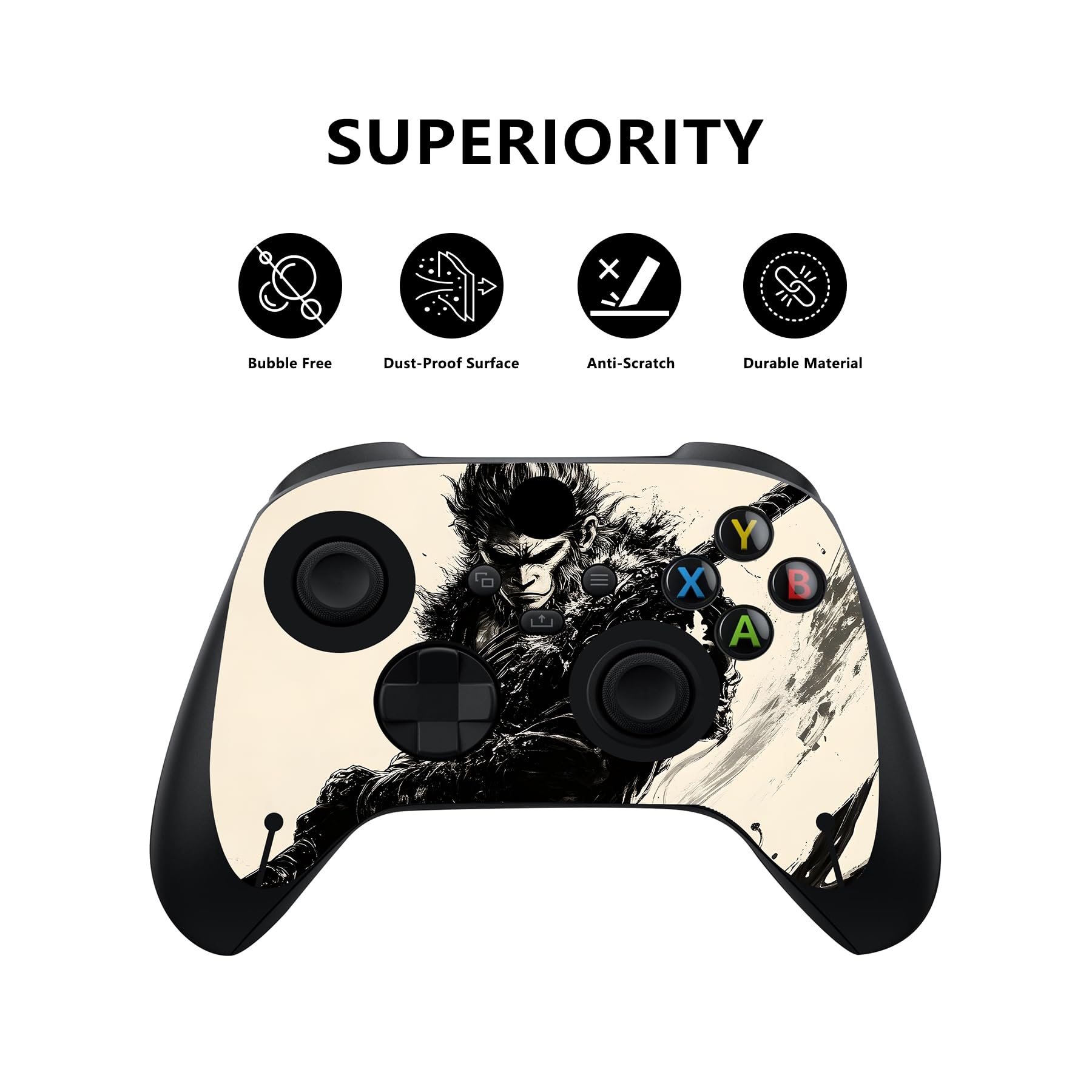 playvital Autocollant Manette pour Xbox Series X Accessoires Protection,Stickers pour Xbox Series X Console Skin-Lame d'encre Wukong
