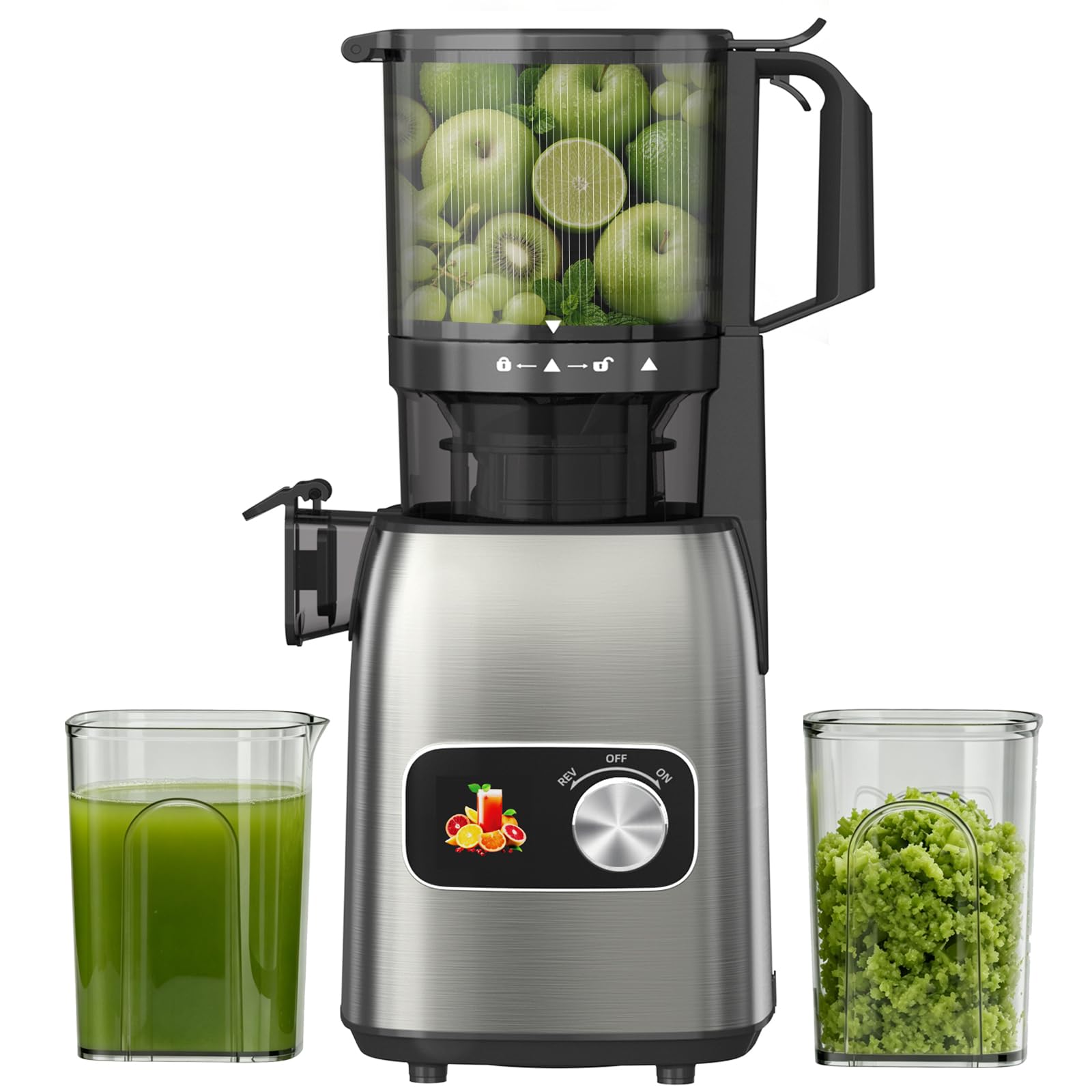 Photo 1 of Juicer Machines, 5.3" Wide Feed Chute Cold Press Juicer for Whole Fruits & Vegetables, High Juice Yield with 2 Cups, Easy to Clean, Masticating Juicers Machine for Home Kitchen