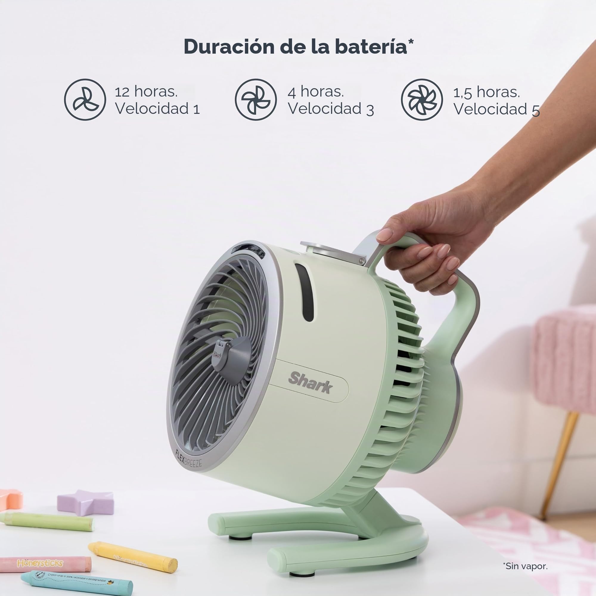 Shark FlexBreeze HydroGo, ultra potente, portátil, niebla para interiores y exteriores, rango de más de 70 pies, con cable e inalámbrico con hasta 12 horas de batería, 5 velocidades y nebulización