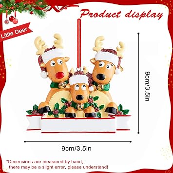 Personalized Reindeer Christmas Ornaments 2025, DIY Family Christmas Elk Deer Ornaments for Christmas Tree, Custom Name Hanging Pendant Christmas Tree Decorations Gift Loot Bag Fillers (Family of 6)