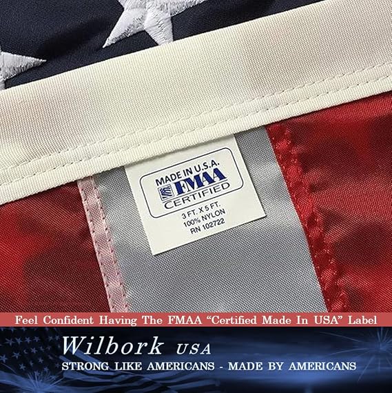 American Flag | American Flags for Outside 2x3 100% Made in USA Flag Embroidered Stars Sewn Stripes US Flag 2x3 Heavy Duty Outdoor , Nylon American Flag Made in USA