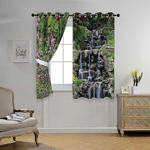 Miniatura 3 de Cortinas para Cocina Japanese Decor Collection Grommet Short Thermal Door Cover Drapes 110Inch Width by 96Inch Length,2 Panels