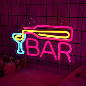 CoolGift Mart Bar Neon Sign, Dimmable LED Bar Light for Wall Decor, USB Powered, Aesthetic Decoration for Home, Bistro, Party, Club