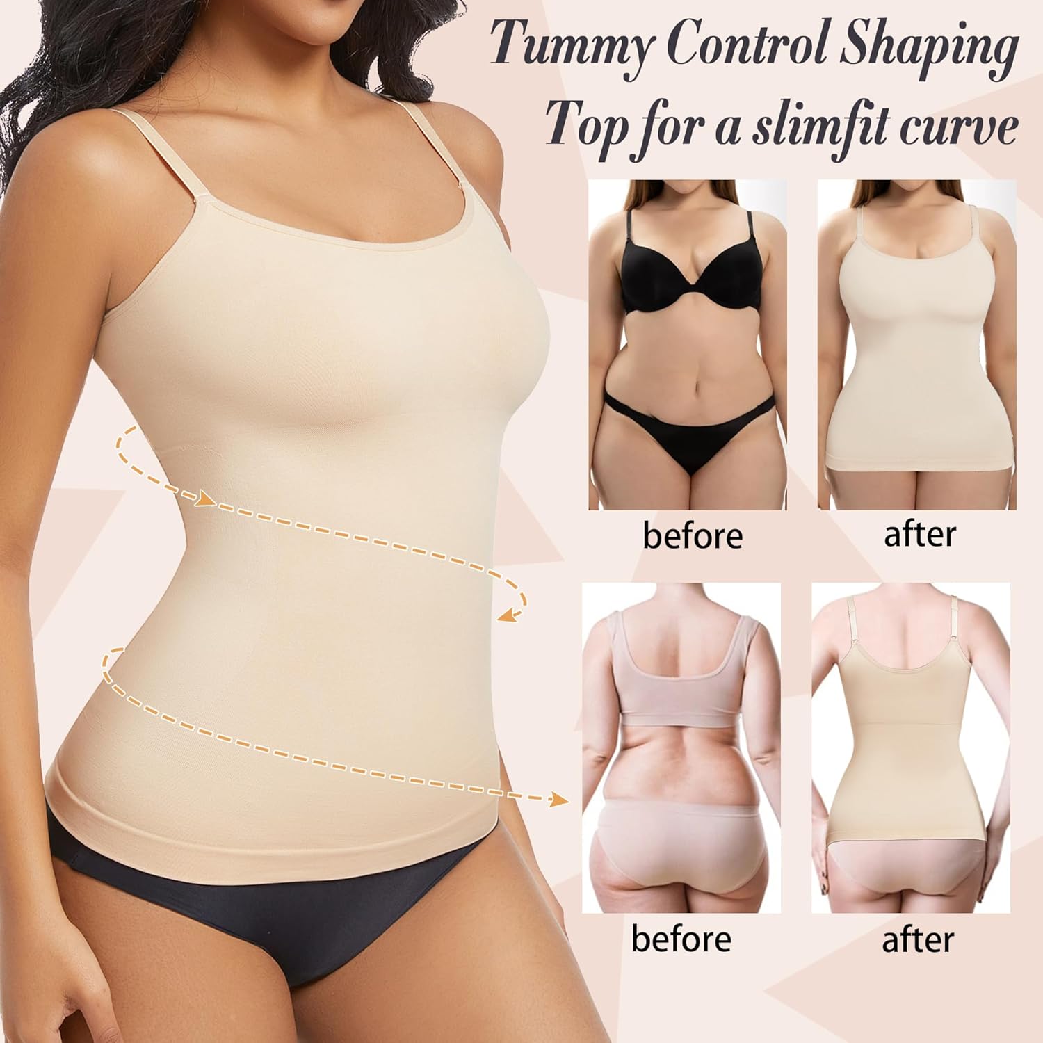 Compression Tanks For Women Seamless Tummy Control Shapewear Camisoles Slimming Body Shaper - Image 3