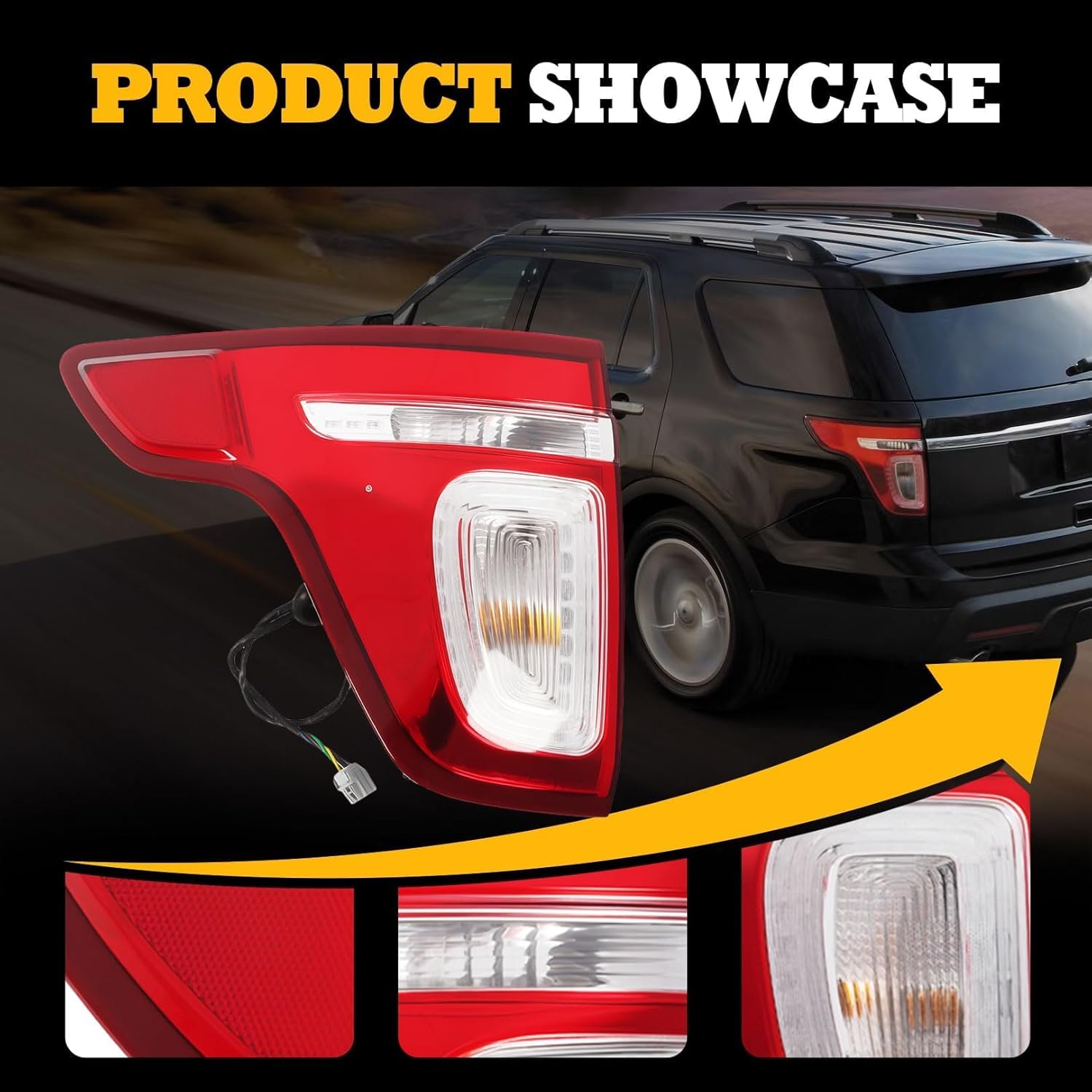Left Tail Light Assembly Compatible with 2011-2015 Explorer Driver Side Rear Brake Lamp with bulbs Taillamp FO2800226C (Left)