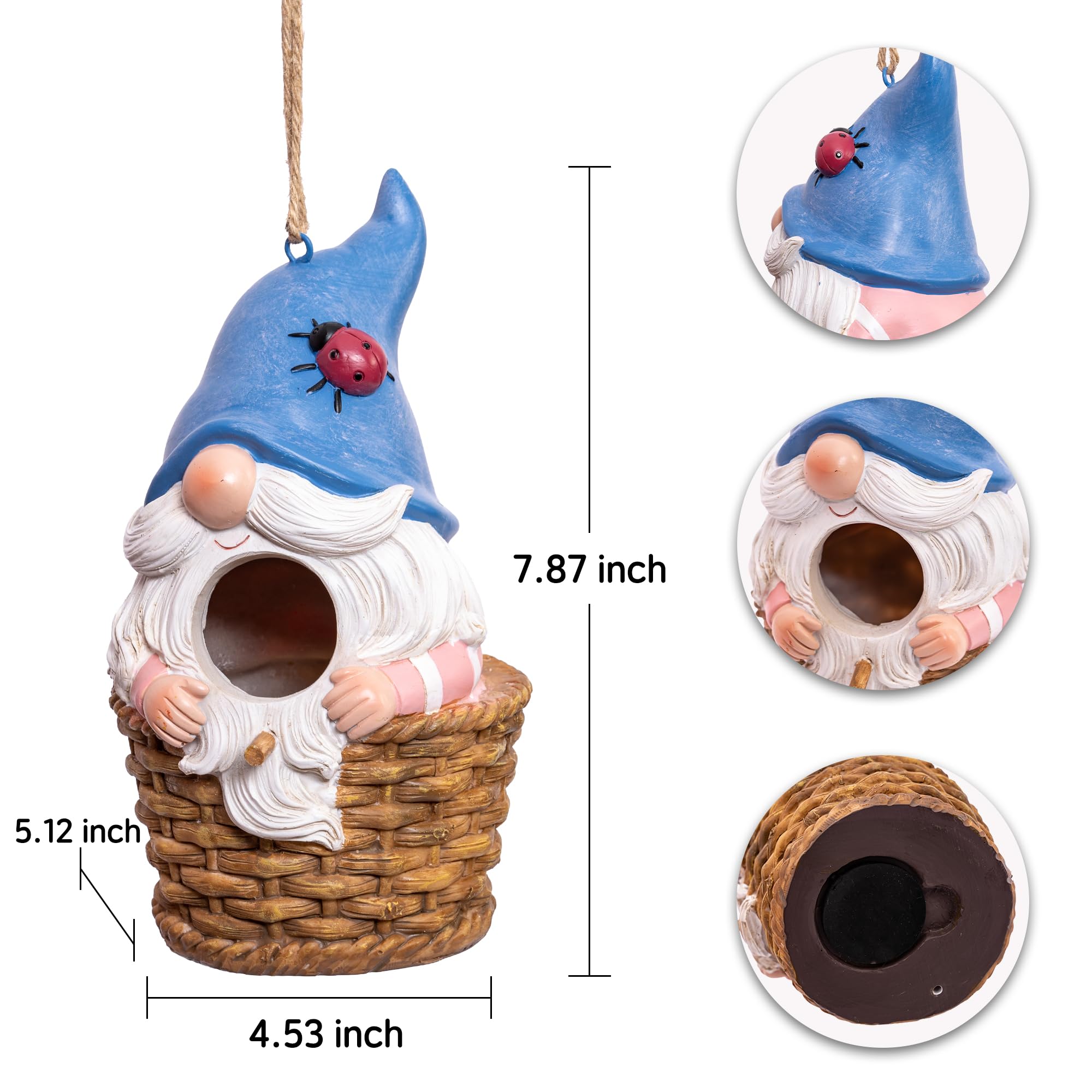 DUSVALLY Casetta per uccelli in resina, casetta per uccelli da appendere, per esterni, casetta per uccelli selvatica, decorazione per casa e giardino (blu, grande)