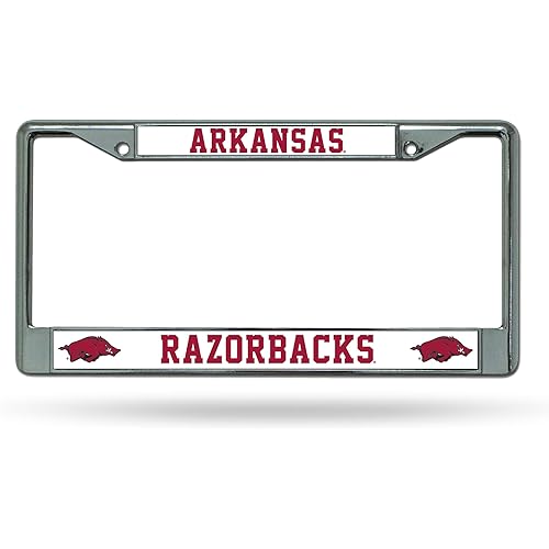 Rico Industries NCAA Premium 12" x 6" Chrome Frame with Plastic Inserts - Car/Truck/SUV Automobile Accessory