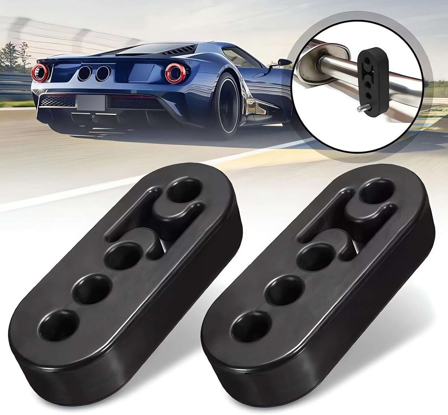 4Pcs Exhaust Hangers，Universal Rubber Muffler Hanger，4 Holes Adjustable exhaust hanger， Superior Shock Absorption for Reduced Noise (4, 0.47in-4 holes)