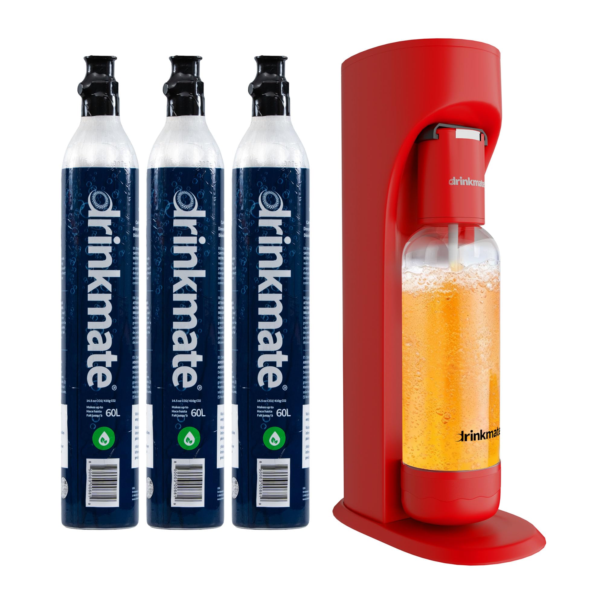 Drinkmate OmniFizz Sparkling Water and Soda Maker, Carbonates Any Drink Not Just Water, Fizzy Drink Maker, Water Carbonator, Sparkling Water Machine, x3 CO2 Cylinders Included, Royal Red โ image 1