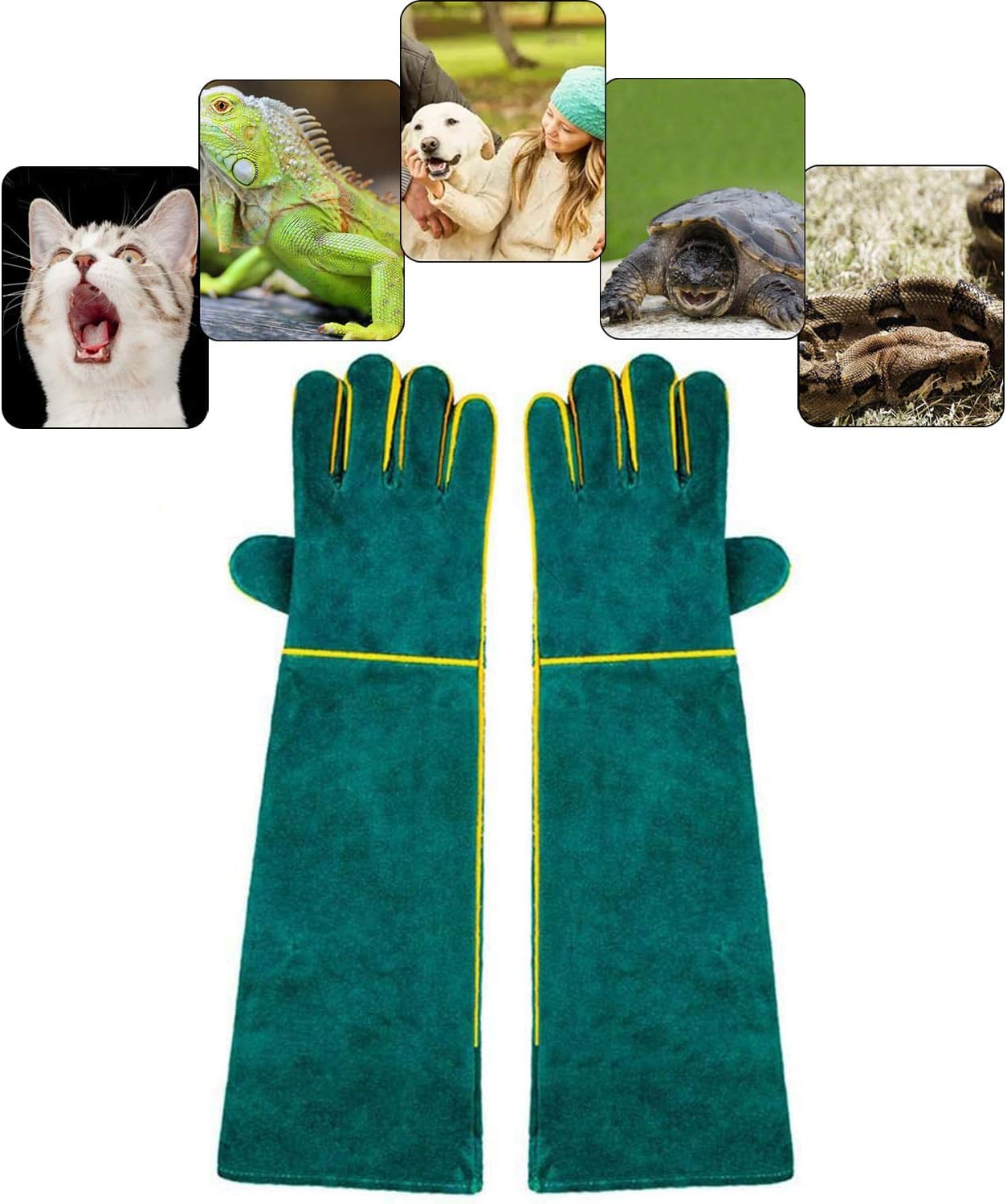 Animal Handling Gloves Bite Proof, 40CM Durable Resistant for Bathing, Grooming, Welding, Dog/Cat/Bird/Snake/Parrot/Lizard/Reptile- Scratch/Bite Protection Gloves, 2 Count (Pack of 1)