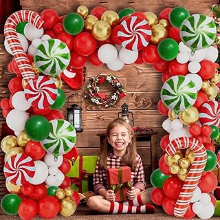 Christmas Decorations Balloons Arch Kit - 126 PCS Red Green White Gold C...