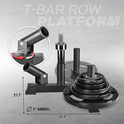 Miniatura 7 de Yes4All Placa de fila de barra en T de 360 para base de mina terrestre - Se adapta a barras olímpicas de 1 y 2 pulgadas, fácil de instalar, ideal